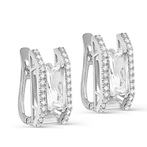 Серьги с английским замком из белого золота