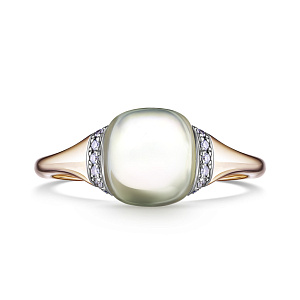 Кольцо из желтого золота с бриллиантами, аметистом