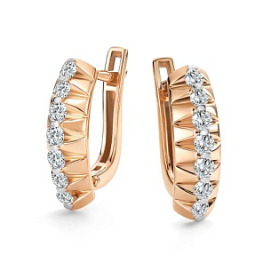 Серьги с английским замком из красного золота с бриллиантами