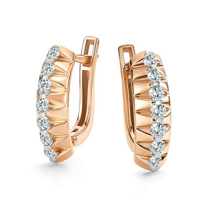 Серьги с английским замком из красного золота с бриллиантами