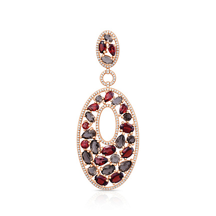 Подвеска из красного золота с бриллиантами, гранатами