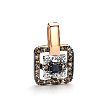 Подвеска из красного золота с бриллиантами, сапфиром