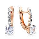 Серьги с английским замком из красного золота с фианитом