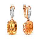 Серьги из красного золота с бриллиантами, цитринами