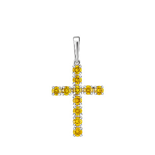 Крест из белого золота с бриллиантом