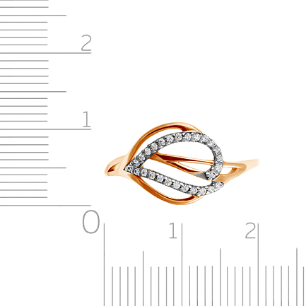 Кольцо из красного золота с фианитом