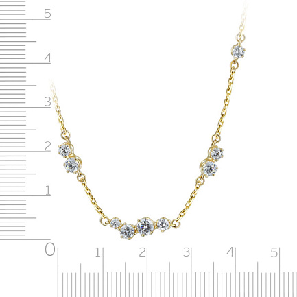 Колье из желтого золота с фианитом, плетение якорное