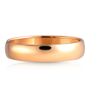 Кольцо обручальное гладкое из красного золота