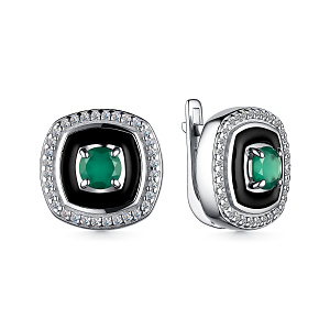 Серьги с английским замком из серебра с агатами