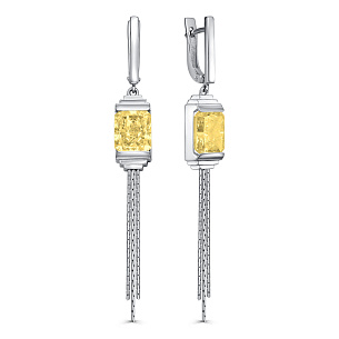 Серьги с английским замком из серебра с бриллиантом