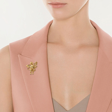 Брошь из желтого золота с бриллиантами