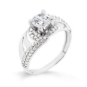 Кольцо из серебра с фианитами