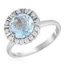 Кольцо из серебра с топазом, фианитом