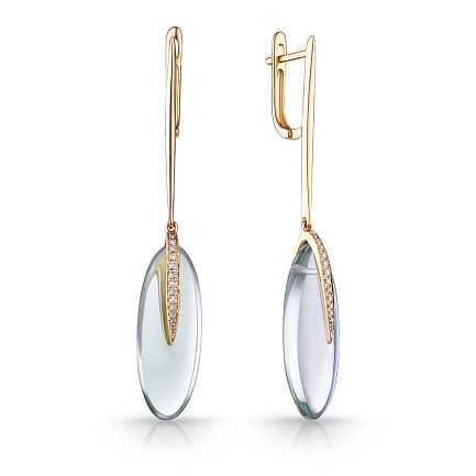 Серьги с английским замком из желтого золота с бриллиантами