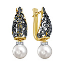 Серьги с английским замком из желтого золота с бриллиантами