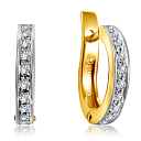 Серьги с английским замком из желтого золота с бриллиантами