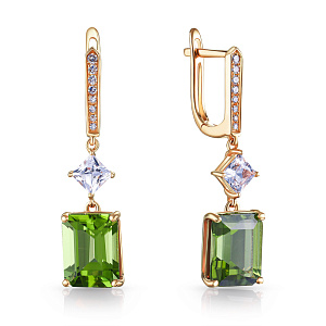 Серьги с английским замком из желтого золота с бриллиантами