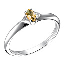 Кольцо из серебра с бриллиантами, цитрином