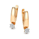 Серьги с английским замком из красного золота с бриллиантами