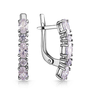 Серьги с английским замком из серебра с фианитом