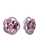 Серьги из белого золота с гранатами, родолитами
