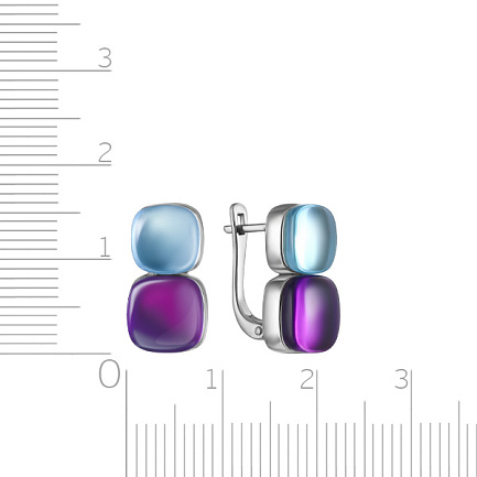 Серьги с английским замком из белого золота с аметистом