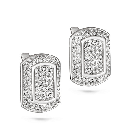 Серьги с английским замком из серебра с фианитами