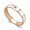 Кольцо обручальное из красного золота с бриллиантом