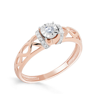 Кольцо из красного золота с бриллиантами