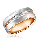 Кольцо обручальное из красного золота с бриллиантами