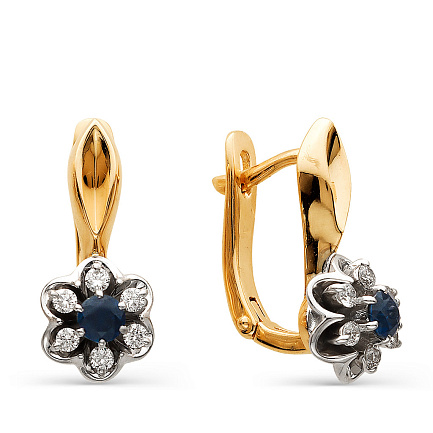 Серьги с английским замком из красного золота с бриллиантами