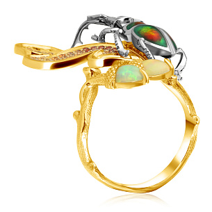 Кольцо из желтого золота с эмалью