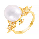 Кольцо из серебра с жемчугом, фианитом