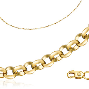 Цепь автомат из желтого золота, плетение бельцер