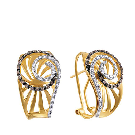 Серьги из желтого золота с бриллиантами
