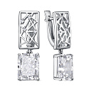 Серьги с английским замком из серебра с бриллиантами