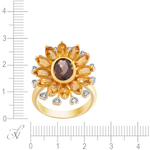 Кольцо из желтого золота с раухтопазом