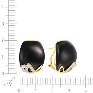 Серьги из желтого золота с ониксом