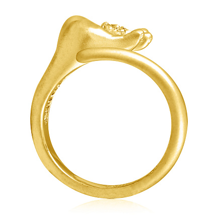 Позолоченное серебряное кольцо с фианитом Ладошка