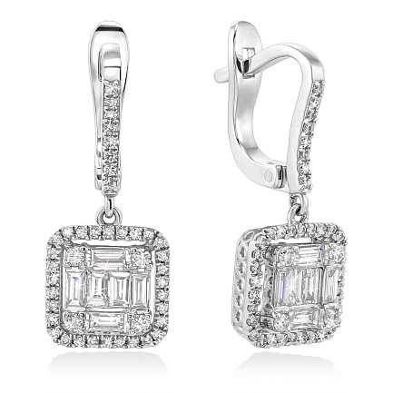 Серьги из белого золота с бриллиантами