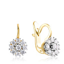 Серьги с английским замком из желтого золота с бриллиантами