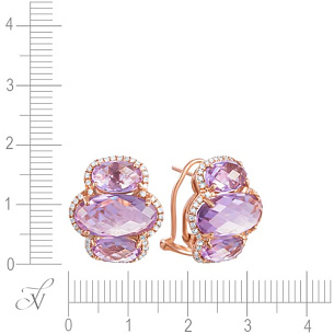 Серьги из красного золота с аметистом