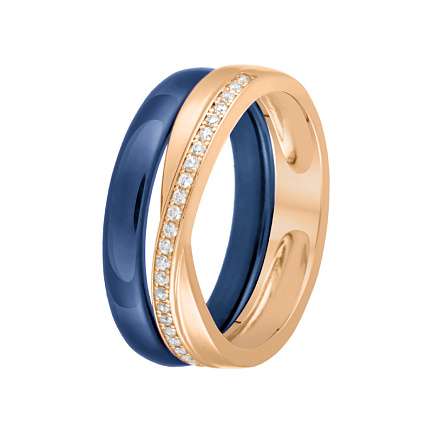 Кольцо из серебра с позолотой, керамикой