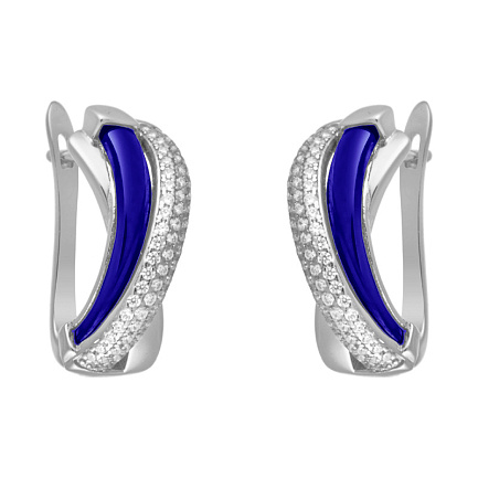 Серьги с английским замком из серебра с керамикой