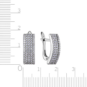 Серьги с английским замком из серебра с фианитом