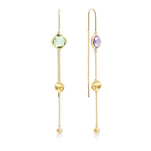 Серьги из желтого золота с аметистами