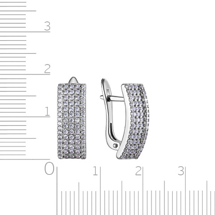 Серьги с английским замком из серебра с фианитом