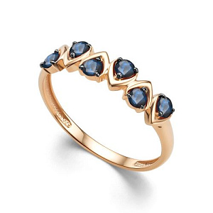 Кольцо из красного золота с сапфирами