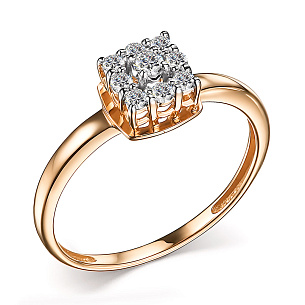 Кольцо из красного золота с бриллиантом