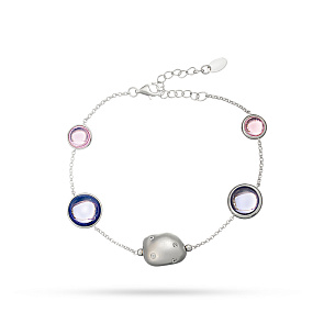 Браслет декоративный из серебра с ситали и циркониями